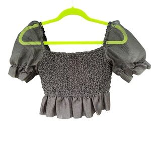 STAUD Cannon Black Puff Sleeve Top